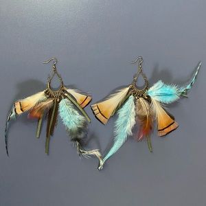 Feather Bohemian Costume Earrings